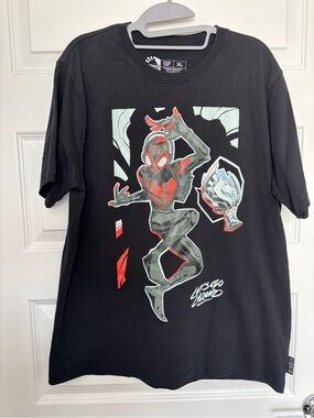 Marvel Black Spider-Verse Graphic Tee with Red Accents - XL